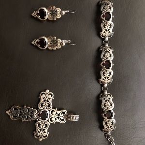 Brighton Red Heart Earrings, Bracelet & Cross